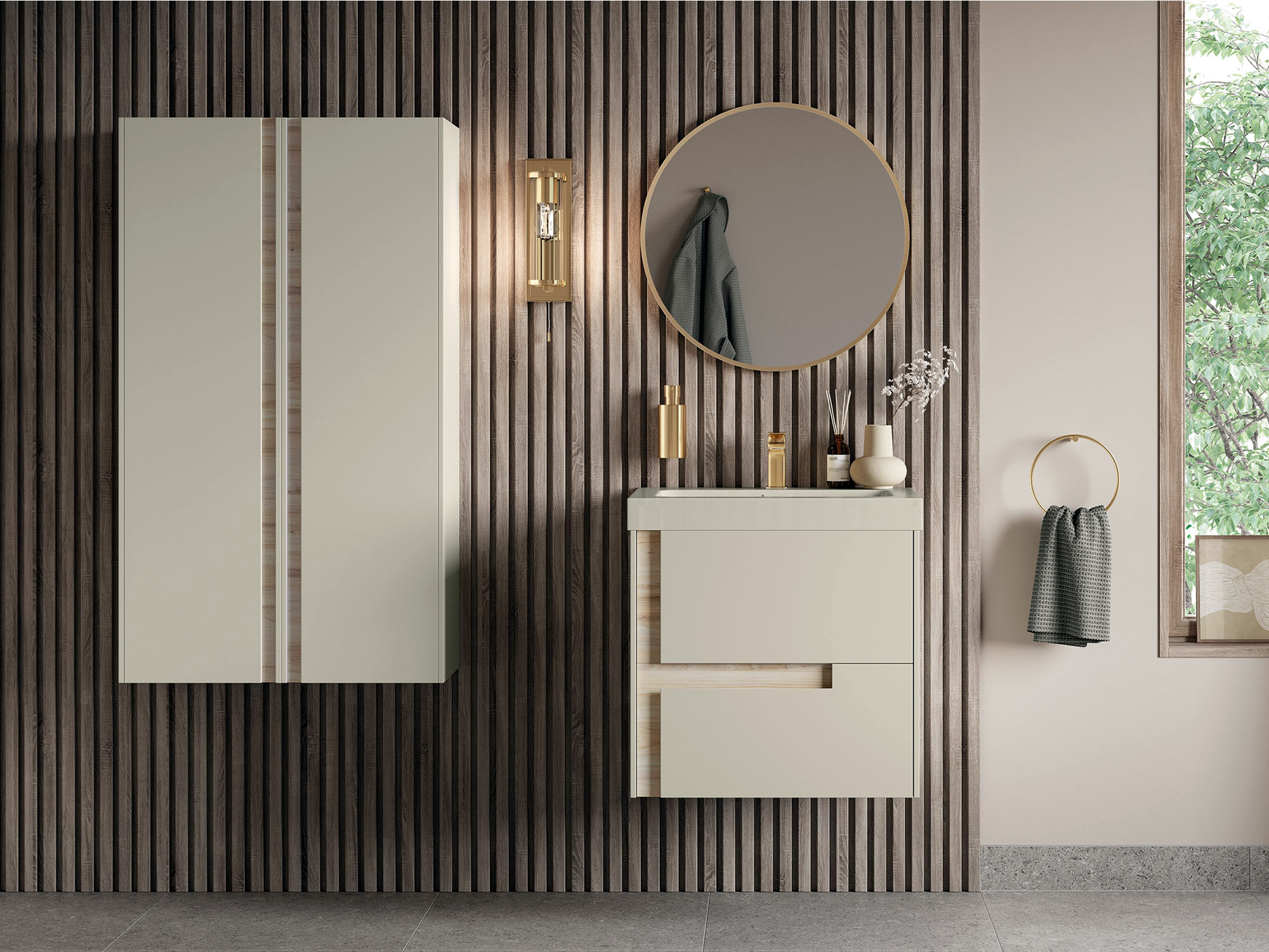 Contrast Cotton+Oak Effect Bathroom